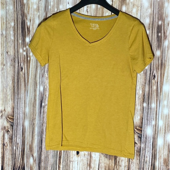 Lot Of 2 Time And Tru V-Neck Tees Small Burnt Orange & Gold Mustard - Picture 11 of 15